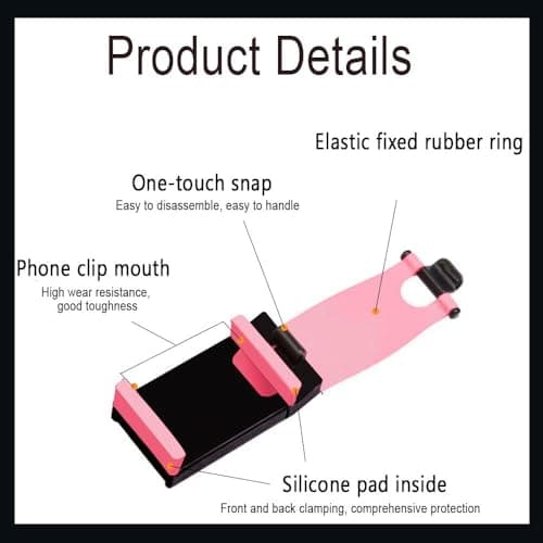 KANDUJIMU Car Steering Wheel Phone Mount, Blue, Portable Electronic Device Mount, Compatible with iPhone and Samsung (Pink) — view 3