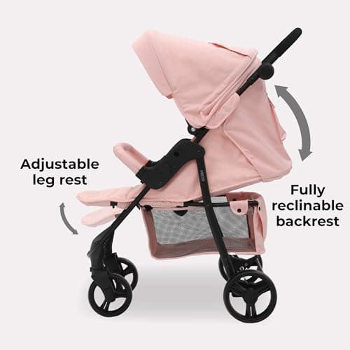 My Babiie MB30 Pushchair – from Birth to 4 Years (22kg), Easy Compact Fold, Large Shopping Basket, Adjustable Handle, Stroller Includes Cup Holder, Rain Cover – Pink Leopard — view 5