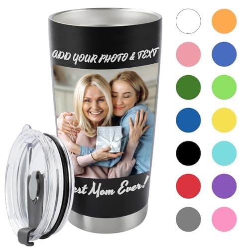 Personalised Coffee Tumbler with Photo & Text – 590ml (20oz) Custom Stainless Steel Travel Mug with Lid – Thoughtful Custom Gift for Mum, Dad, Family & Friends