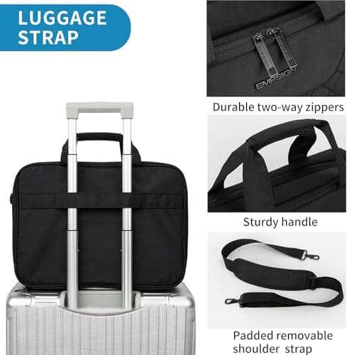 EMPSIGN 17.3 Inch Laptop Bag for Women, Quilted Laptop Case, Black — view 6