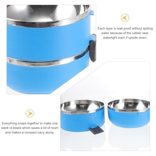 Stainless Steel Double Layer Travel PET Bowl 1400ml Spill Proof — view 6