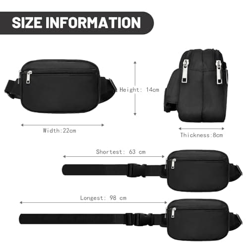 Bumbags for Women Men Women Ladies, Waterproof Fashion Bum Bag, Multi Pockets, Crossbody Bag Lightweight for Travel Sport Running (White) — view 3
