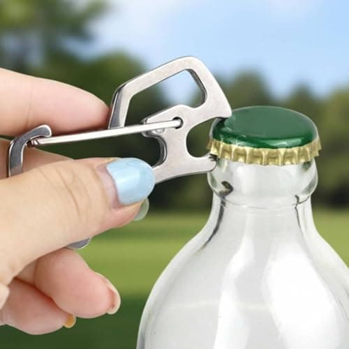 Amagogo Outdoor Keychain Clip Carabiner Keychain Hook Bottle Opener Multitool Clip Compact Metal Stainless Steel Quick Release suitable for hiking camping commuting travel — view 2