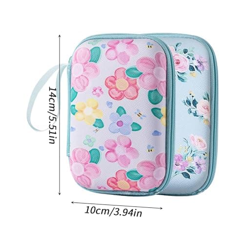 2 Pcs EVA Earphone Case Set with Carabiner, Printed Hearing Aid and Mini Headphone Storage, Portable Hard Shell Zipper Carrying Case for Travel, Outdoor, Office, School — view 2