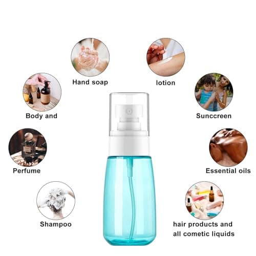OMBRISA Small Spray Bottle 2 Pack, Fine Mist Travel Spray Bottle for Essential Oils, Refillable Travel Containers Plastic Hair Spray Bottle Sprayer for Perfume Skincare Makeup Lotion (2oz 60ml) — view 4