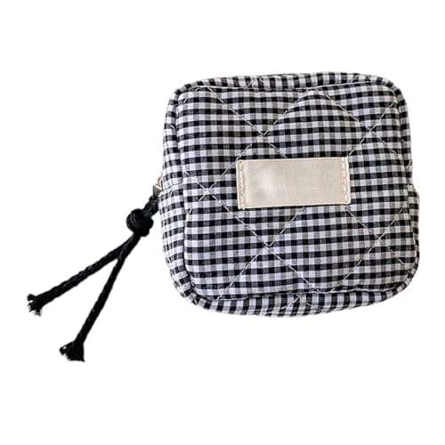 Makeup Bag Small Portable Multipurpose Square Check Pattern Mini Cosmetic — view 6
