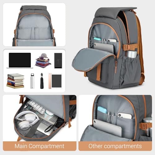 Kono Backpack Men, Backpack Portable Travel Backpack Waterproof with Adjustable Buckle and Multiple Pockets for Travel Weekender Sport(Gray) — view 4
