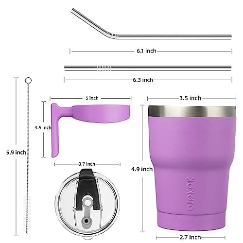 BJPKPK 300 ml Mini Tumbler with Lid, Straw & Handle, Insulated Steel Cup — view 3