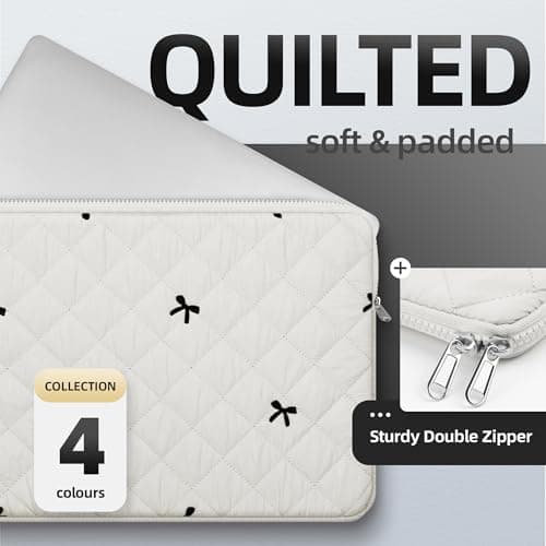 BAAGOAZ 13-14 Inch Laptop Sleeve MacBook Case with Embroidered Bows, White — view 2