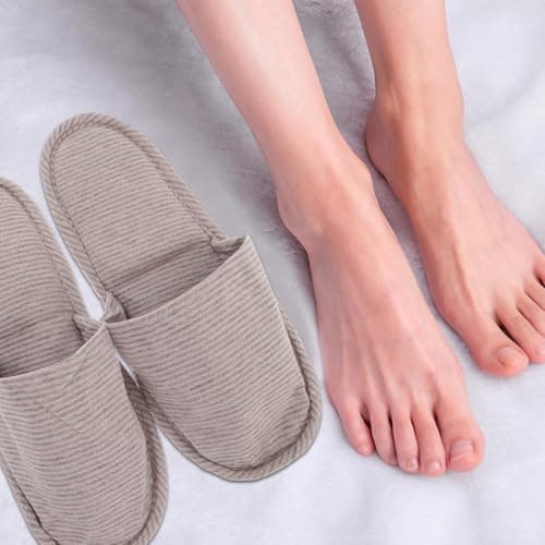 HEANUJJ Portable Foldable Travel Slippers for Men and Women Lightweight Cotton Thin Sole with Storage Bag for Travel and Indoor Use — view 2
