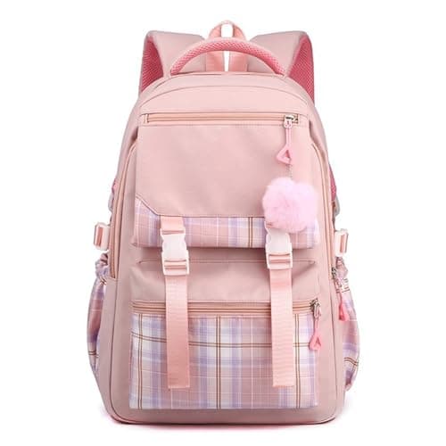 Black Girls Plaid Preppy Backpack Aesthetic Y2k School Rucksack Large Capacity Lightweight Laptop Daypack Cute Travel Backpack with Zip Side Pocket for College Students Casual Anti-Theft Daypack Age11 — view 2