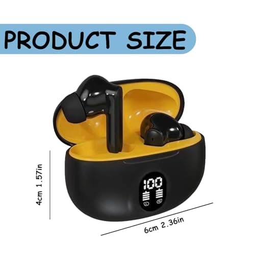 Wireless Earbuds Bluetooth 5.4 Ear Buds with Power Display Charging Case Stereo Deep Headphones with 48H for Laptop Android/iOS Fanttik Screwdriver (Yellow, One Size) — view 6