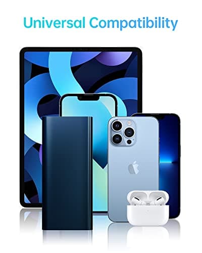 Power Bank 20000mAh, Super Quick Charge Portable Charger, USB C 3 Outputs [Alloy] Durable Battery Pack for iPhone 15 14 13 12 Huawei Samsung Galaxy Android iPads Tablet (Blue) — view 6