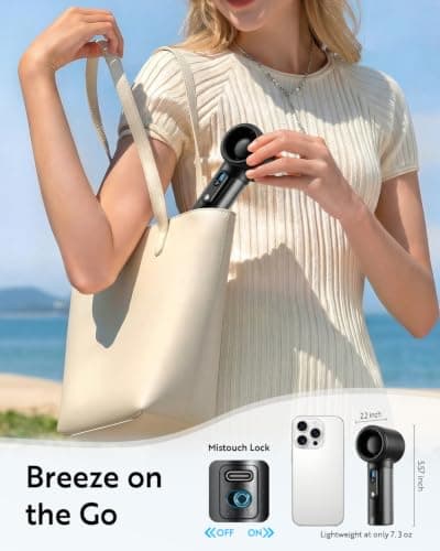 CHEERAIR Handheld Portable Fan, Adjustable Speed Powerful Mini Personal Fan, Rechargeable 5000mAh Battery Up to 18 Hours Runtime, Pocket Turbo Fan with Smart LED Display for Travel, Office, Outdoor — view 4