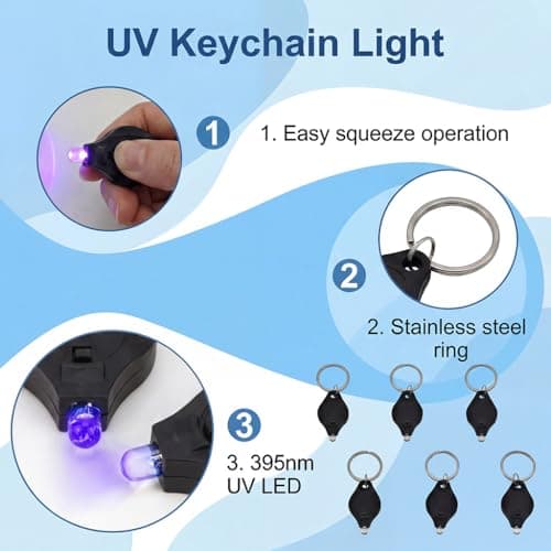 6 Pcs Note Checker Blacklight Mini LED Keychain UV Light Pocket Size Torch — view 4