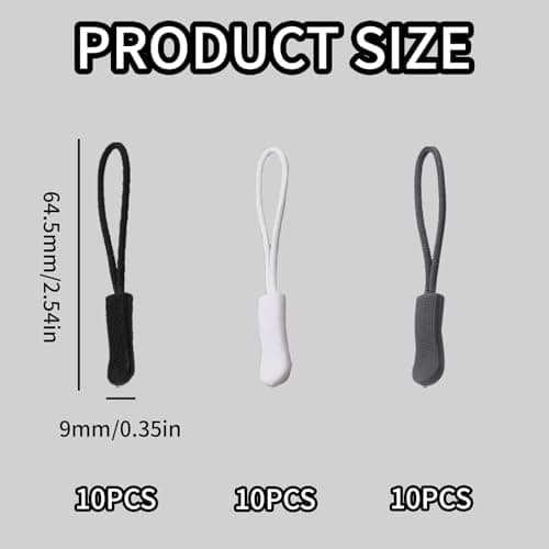 Verazquy 30Pcs Zipper Pulls - Non-Slip Zip Repair Kit - Universal Zip Puller Replacement for Backpacks, Luggage, Jackets, Gear. — view 2