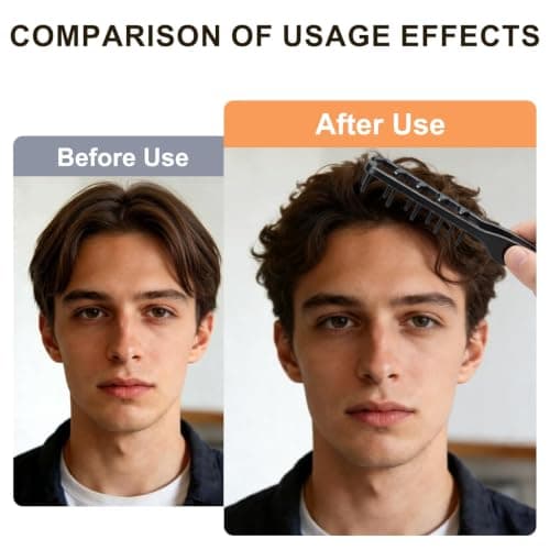 Texture Comb, Texture Wide Tooth Comb, Dual Tool Set for Men's Hair Styling, ABS Material Black, Volume Boosting Tool for Daily Grooming Home Barber and Travel — view 5