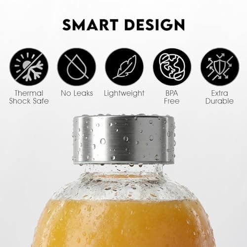 Mont-Clair Kristal Borosilicate Glass Water Bottle 550ml with Neoprene Sleeve - Leak Proof + BPA Free - Hot & Cold Drinks - Ideal for Adult, Kids, Travel, Sports, Gym, Running - Black — view 4
