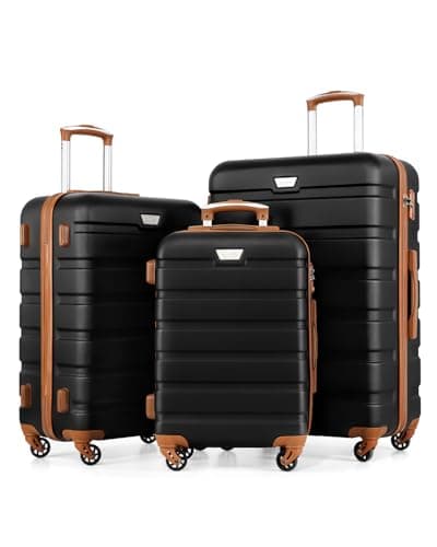 COOLIFE 3 Piece Luggage Set for Family,ABS+PC, Lightweight Durable Suitcase