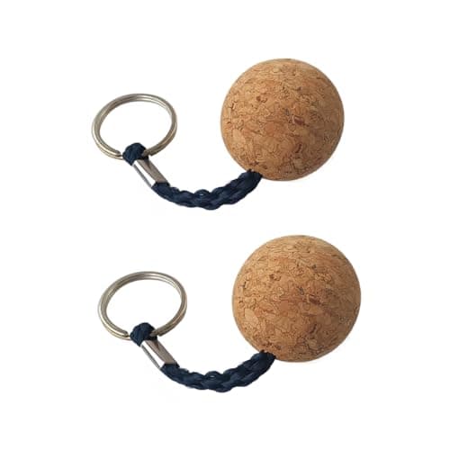 COZLYNX 2Pcs Floating Ball Keychain 35mm Floating Cork Ball Keyring
