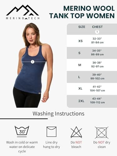Merino.tech Women’s Merino Wool Tank Top - Active Lightweight Undershirt Moisture Wicking Breathable Base Layer (Small, Black Highneck) — view 6