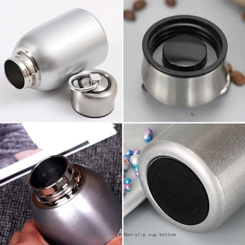 Small Mini Vacuum Insulated Water Bottle Flask for Hot Drink Double Wall Reusable Coffee Cup Thermal Mug, Stainless Steel Travel Mug — view 4