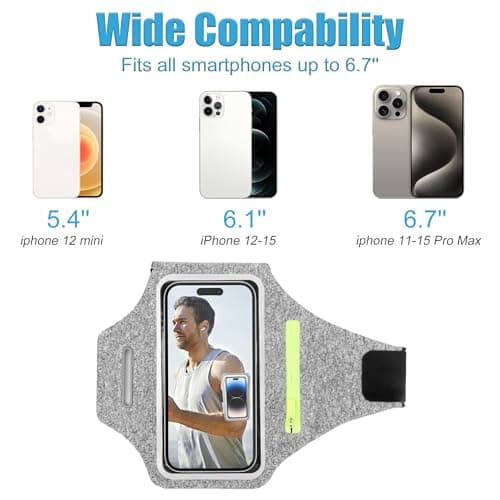 Running Phone Holder with Earphone Bag, Running Armband Phone Holder with Adjustable Strap Car Key Pocket for Women Men — view 4