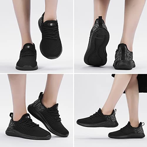 SK·TRIP Women's Walking Shoes Lightweight Breathable Flying Woven Mesh Upper Casual Jogging Shoes Ladies Tennis Shoes Workout Footwear Gym Sneakers for Women, Black Mix, 8 UK — view 2
