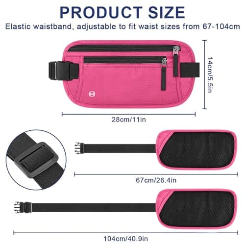 Aucuu Travel Money Belt with RFID Blocking, Ultra-Thin Passport Holder for Travel, Waist Pack Anti Theft, Hidden Travel Wallet Under Clothes to Protect Cash, Credit Cards Passport for Women, Men — view 2