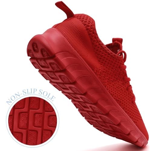 Mens Womens Trainers Running Shoes Slip On Gym Sports Red Size 9 UK — view 4
