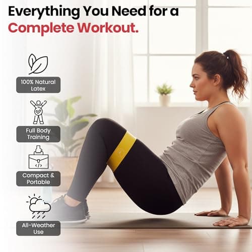 Y.B Fit Resistance Bands Set – 5 Multi-Resistance Levels Fitness Elastic Bands for Exercise, Pilates, Yoga, Glutes – Includes Carry Bag for Home Gym & Travel – Workout & Stretch Training Equipment — view 2