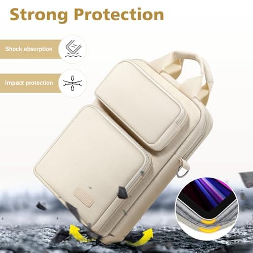 MoKo 10-13 inch Tablet Sleeve Bag for iPad Pro/Air M4 13inch, Pro 12.9/11", 10.9" iPad 10th/Air 5/4th, Galaxy Tab S8+/S9+ 12.4, Carrying Case with Multi-Pockets & Removable Shoulder Strap, Light khaki — view 4