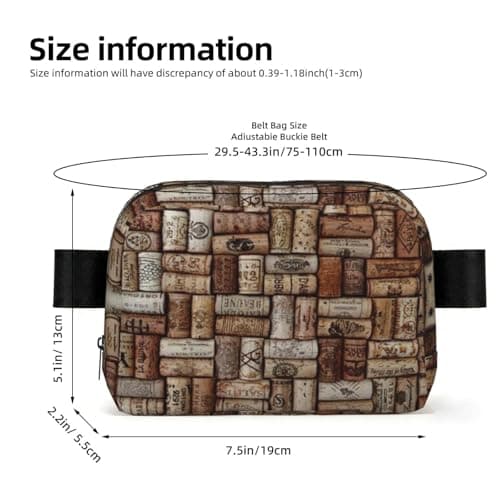 Wine Cork Print Waterproof Sling Bag with Large Opening Side Bag Durable Waist Pack for Running Cycling Travel — view 4