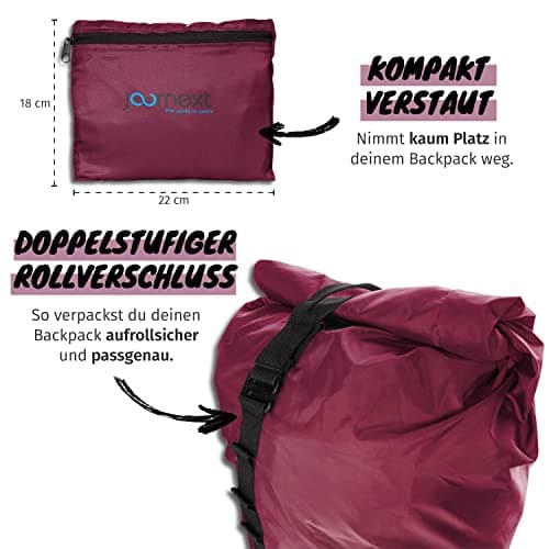 Journext 2 in 1 Backpack Case & Rain Cover Protective Bag for Backpack, Airplane, Railway & Bus Flight Bag (bordeaux red, L) — view 4
