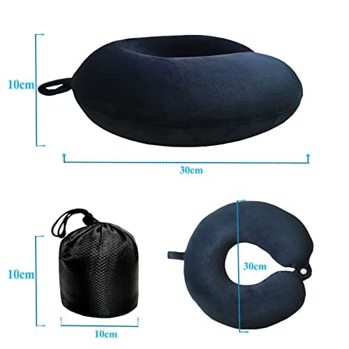 NavoX Travel Pillow Memory Foam Neck Pillow for Travel w/sleep mask/Earplug/Pouch, Neck Support Pillow Quick Pack Lightweight for Camping, Car, Airplane/Blue — view 2