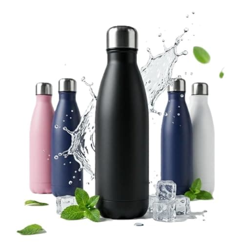 A2Z Stainless Steel Water Bottle 500ml Vacuum Insulated Flask Double Wall Leakproof Reusable Drinks Bottle for Hot & Cold Drinks Gym Travel 27x7cm 0.36kg Black Navy Pink Beige