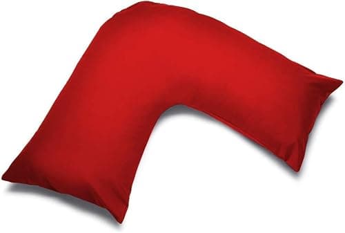 Easy Care V Shaped Pillowcase Plain Dyed Polycotton Machine Washable V Pillow Cover - Pack of 1 (Red)