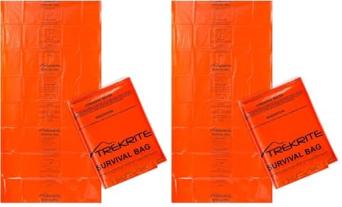 Trekrite Emergency Survival Bivi/Bivvy Bag – Waterproof High Visibility Orange Re-usable Equipment (Pack of 2)