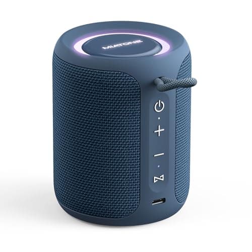 MIATONE Rush Pro Bluetooth Speaker, IPX7 Waterproof, 20W Deep Bass, 360° Sound, Switchable LED Light, TWS Compatible, Built-in Microphone, Bluetooth 5.4, Bath, PC, Festival Gifts for Man (Blue)