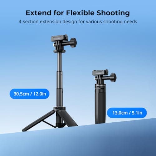 SMALLRIG One-Touch Open Action Camera Selfie Stick Tripod, 5.2-12in — view 5