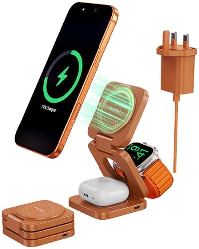 KU XIU Foldable 3 in 1 Travel Wireless Charging Station Qi2 25W for iPhone