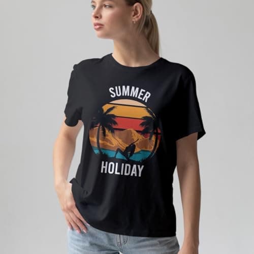 Summer Holiday Womens T-Shirt Beach Tropical Yoga Sunset Travel Birthday Gift for Her 2XL Light Graphite — view 3
