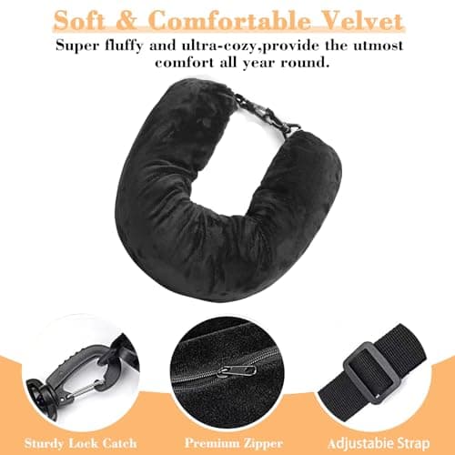 Stuffable Neck Pillow for Travel, 80 * 18.5cm Stuffable Travel Pillow with Adjustable Straps, Travel Pillow Stuffable with Clothes, Neck Pillow Stuffable for Extra Luggage Travel Essentials(Black) — view 3