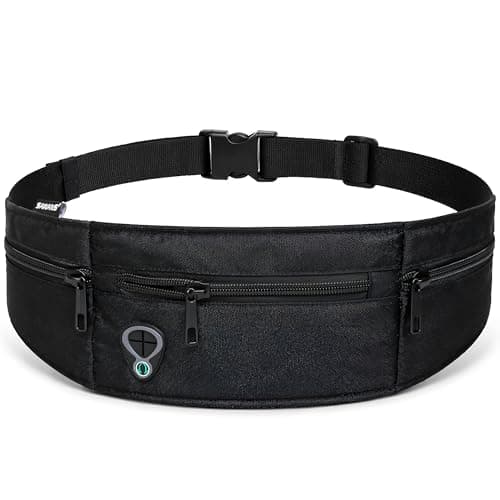 SAWANS Running Belt Bum Bag Waist Pack Ultra-Light Fitness Belt Water Resistant Running for All Smartphone Up to 6.9 inch Jogging Exercise - Anti Theft Travel Wallet for Unisex Waistband (Black)