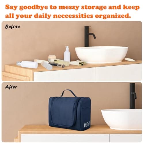 FITDON Large Hanging Toiletry Bag Travel Wash Bag, Portable Makeup Bag Organizer Waterproof Shaving Bag Gym Shower Bathroom Bag, Blue — view 5