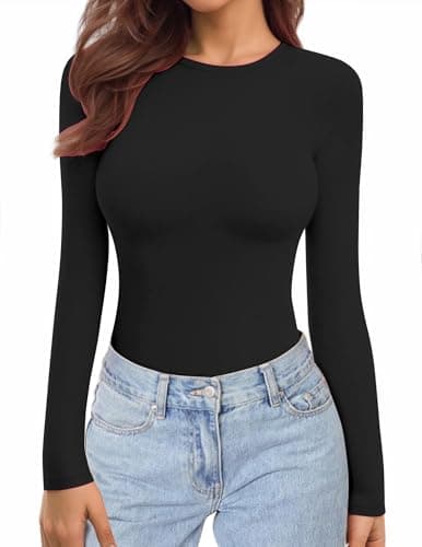 Ekouaer Womens Long Sleeve Tops Thermal Tee 1pcs Schwarz XS