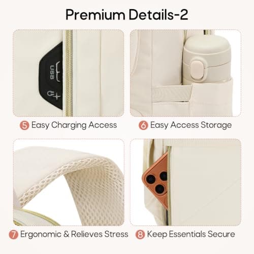 RAINSMORE 15.6 Inch Laptop Backpack with Lunch Compartment, Backpack Womens — view 6