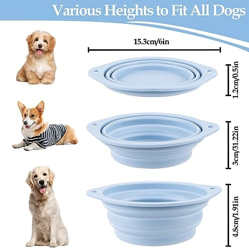 Pack of 2 Foldable Travel Bowls, Leak-Proof Dog Bowls, Foldable Silicone Water Bowl for Dogs on the Go and Pets for Water and Food (Pink, Blue) — view 2