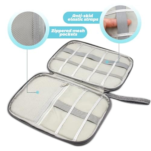 GOEDEKE Travel Cable Organiser - Electronics Accessories Organizer, Gadget Bag for Power Bank, Memory Card, Charger, Hard Disk (Grey) — view 4