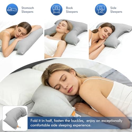 ComfortAce 3-in-1 Travel Neck Pillow for Side/Stomach/Back Sleepers,Foldable Travel Pillow for Airplane&Hotel,Lumbar Support Cushion for Office Chair, OEKO-TEX® Cover with Snap Fasteners for Suitcase — view 4